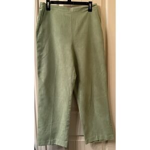 Alfred Dunner Petite 12P Sage Green Pull On High Rise Pants Pockets Faux Suede